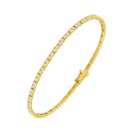 Pulseira em ouro amarelo de 9K com diamantes de 1,04 ct criados em malha de ténis