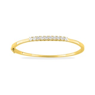 Pulsera rígida de oro amarillo de 9K con diamantes creados de 1,00 ct.