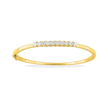 Pulseira rígida em ouro amarelo 9k com diamantes criados em 1,00 ct.