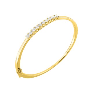 Pulsera rígida de oro amarillo de 9K con diamantes creados de 1,00 ct.