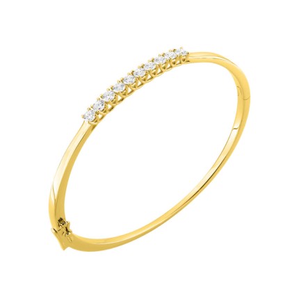 Pulseira rígida em ouro amarelo 9k com diamantes criados em 1,00 ct.