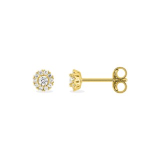 Pendientes de botón en oro amarillo 9K con diamantes creados de 0,11 ct