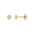 Pendientes de botón en oro amarillo 9K con diamantes creados de 0,11 ct