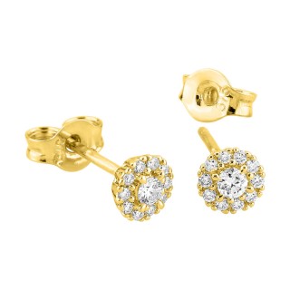 Pendientes de botón en oro amarillo 9K con diamantes creados de 0,11 ct