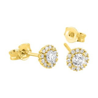 Pendientes de botón en oro amarillo 9K con diamantes creados de 0,25 ct