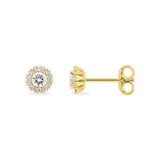 Pendientes de botón en oro amarillo 9K con diamantes creados de 0,25 ct