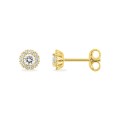 Pendientes de botón en oro amarillo 9K con diamantes creados de 0,25 ct