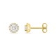 Pendientes de botón en oro amarillo 9K con diamantes creados de 0,40 ct