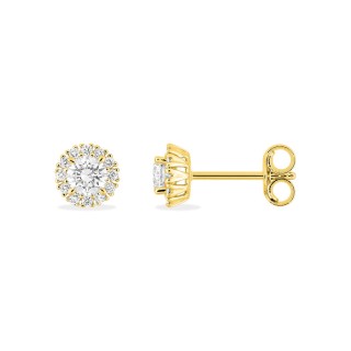 Pendientes de botón en oro amarillo 9K con diamantes creados de 0,40 ct