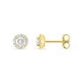 Pendientes de botón en oro amarillo 9K con diamantes creados de 0,40 ct