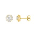 Pendientes de botón en oro amarillo 9K con diamantes creados de 0,74 ct