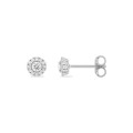 Brincos de botão em ouro branco de 9K com diamantes criados de 0,17 ct.