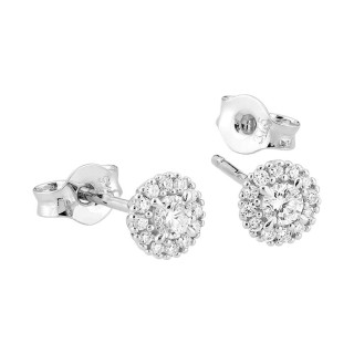 Pendientes de botón en oro blanco 9K con diamantes creados de 0,17 ct