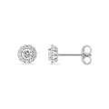 Pendientes de botón en oro blanco 9K con diamantes creados de 0,30 ct