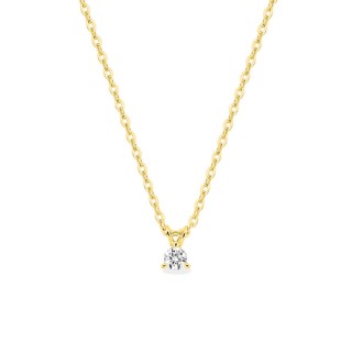 Collar de oro amarillo 9K con diamante creado 0,05 ct F-VS