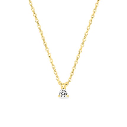 Colar em ouro amarelo de 9K com diamante criado 0,05 ct F-VS