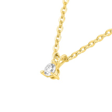 Colar em ouro amarelo de 9K com diamante criado 0,05 ct F-VS