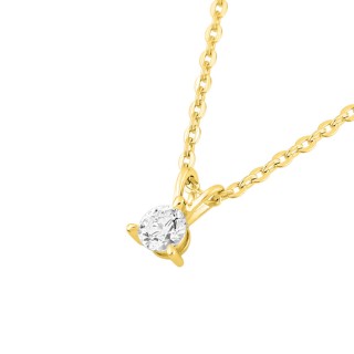 Collar de oro amarillo 9K con diamante creado 0,10 ct F-VS