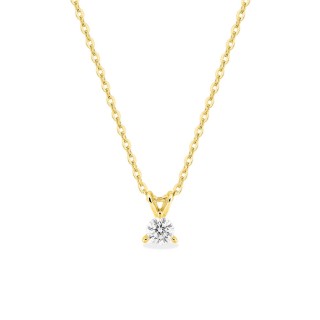 Colar em ouro amarelo de 9K com diamante criado 0,10 ct F-VS
