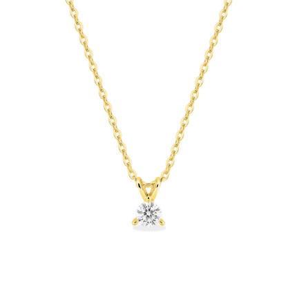 Colar em ouro amarelo de 9K com diamante criado 0,10 ct F-VS