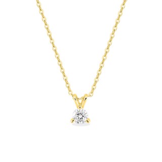 Colar em ouro amarelo de 9K com diamante criado 0,15 ct F-VS