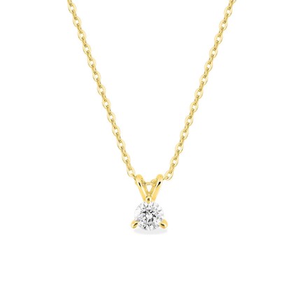 Collar de oro amarillo 9K con diamante creado 0,15 ct F-VS