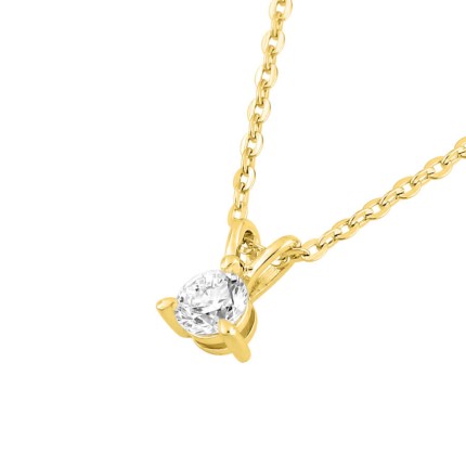 Collar de oro amarillo 9K con diamante creado 0,15 ct F-VS