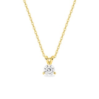 Collar de oro amarillo 9K con diamante creado 0,20 ct F-VS
