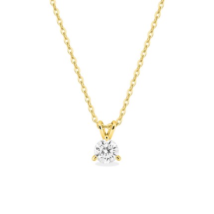 Colar em ouro amarelo de 9K com diamante criado 0,20 ct F-VS