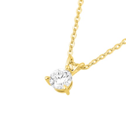 Collar de oro amarillo 9K con diamante creado 0,25 ct F-VS