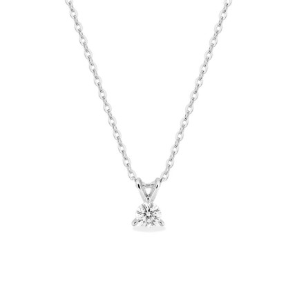 Collar de oro blanco 9K con diamante creado de 0,10 ct F-VS
