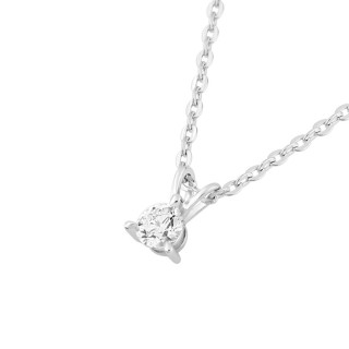 Colar em ouro branco de 9K com diamante criado de 0,10 ct F-VS