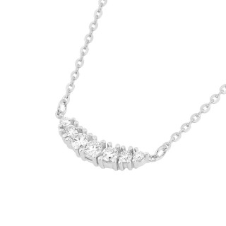 Colar com pendente de meia-lua em ouro branco de 9K com 7 diamantes criados 0,17 ct F-VS