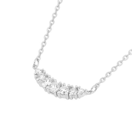 Colar com pendente de meia-lua em ouro branco de 9K com 7 diamantes criados 0,17 ct F-VS