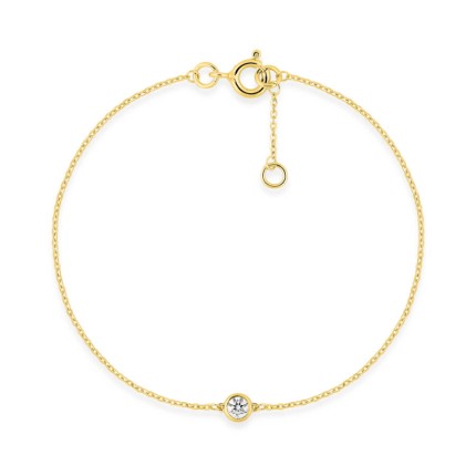 Pulseira em ouro amarelo de 9K com diamante criado de 0,12 ct F-VS