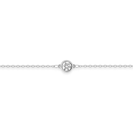 Pulseira em ouro branco de 9K com diamante criado de 0,12 ct F-VS