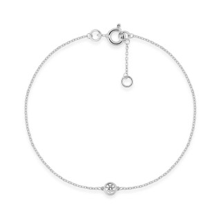Pulsera de oro blanco 9K con diamante creado 0,12 ct F-VS