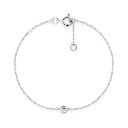 Pulseira em ouro branco de 9K com diamante criado de 0,12 ct F-VS