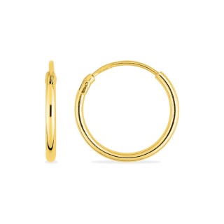 Pendientes de aro 16 mm bañados en oro - hilo 1,5 mm