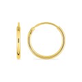 Brincos de argola banhados a ouro de 16 mm - fio 1,5 mm