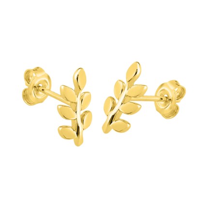 Pendientes rama bañados en oro 10mm