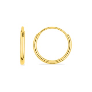 Brincos de argola folheados a ouro 14mm fio 1,5mm