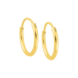 Brincos de argola folheados a ouro 14mm fio 1,5mm