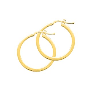 Brincos de argola 20 mm fio quadrado banhado a ouro 2 mm