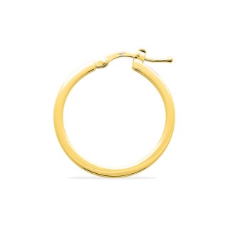 Pendientes de aro 20 mm bañado en oro hilo cuadrado 2 mm