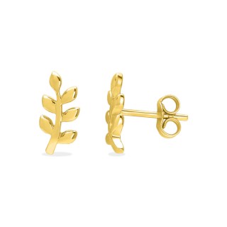 Pendientes rama con hojas en oro de 9K