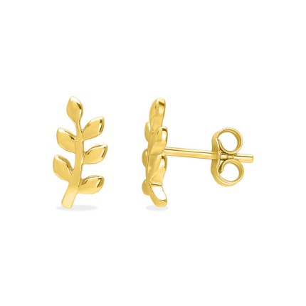 Brincos de ramos com folhas em ouro de 9k