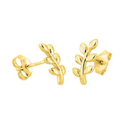 Pendientes rama con hojas en oro de 9K