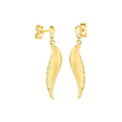 Pendientes largos alas de angeles oro amarillo 9K
