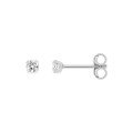Pendientes oro blanco 9K con circonita 3,5 mm engastada en 4 garras